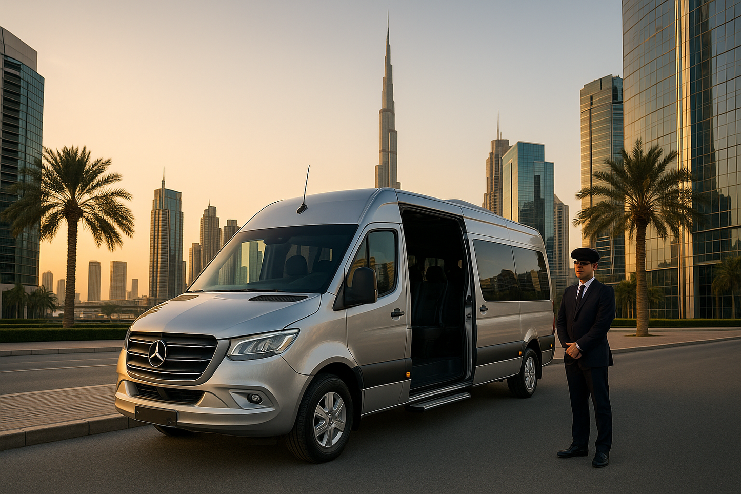 Hire Mercedes Sprinter 16 Seater Silver With Chauffeur in Dubai