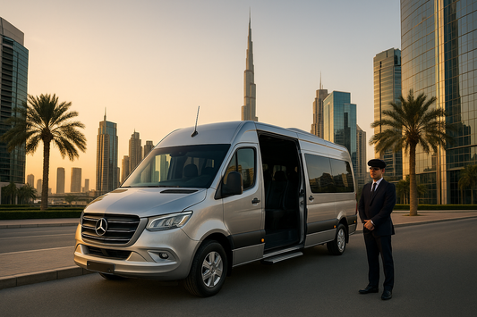 Hire Mercedes Sprinter 16 Seater Silver With Chauffeur in Dubai